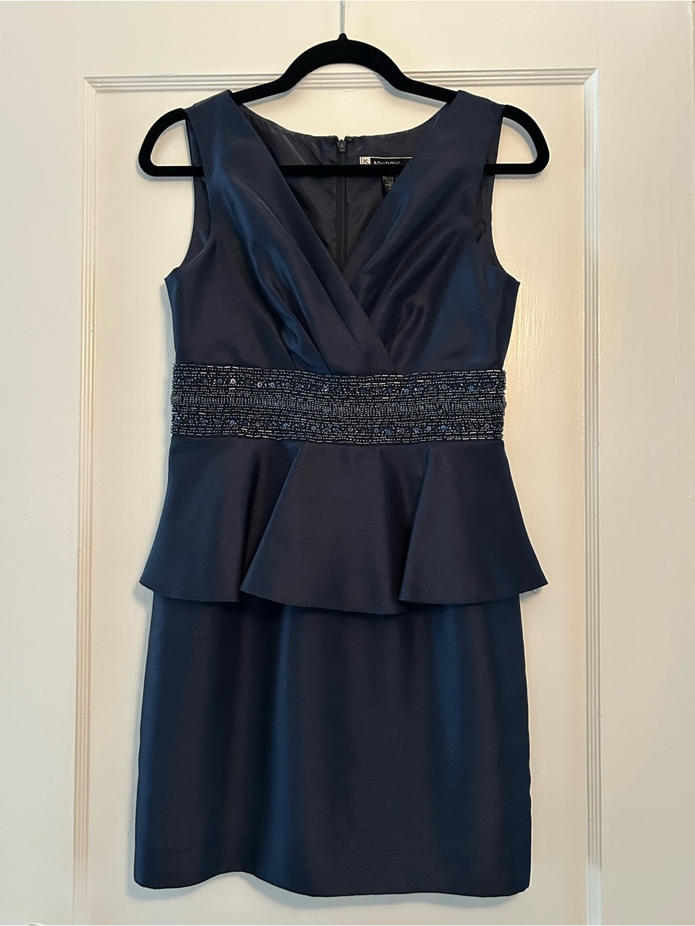 JS Boutique Navy Peplum Sheath Dress
